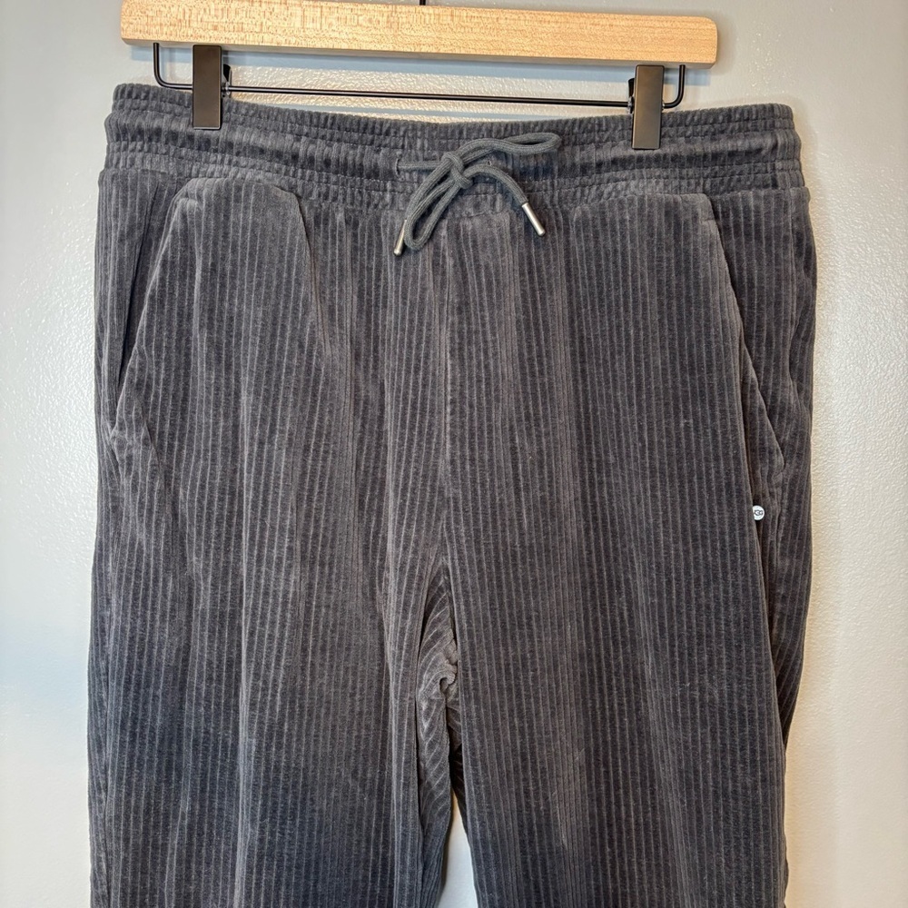 Ugg Large Averey Cotton Drawstring Corduroy Tapered Lounge Pants Charcoal - Picture 3 of 8